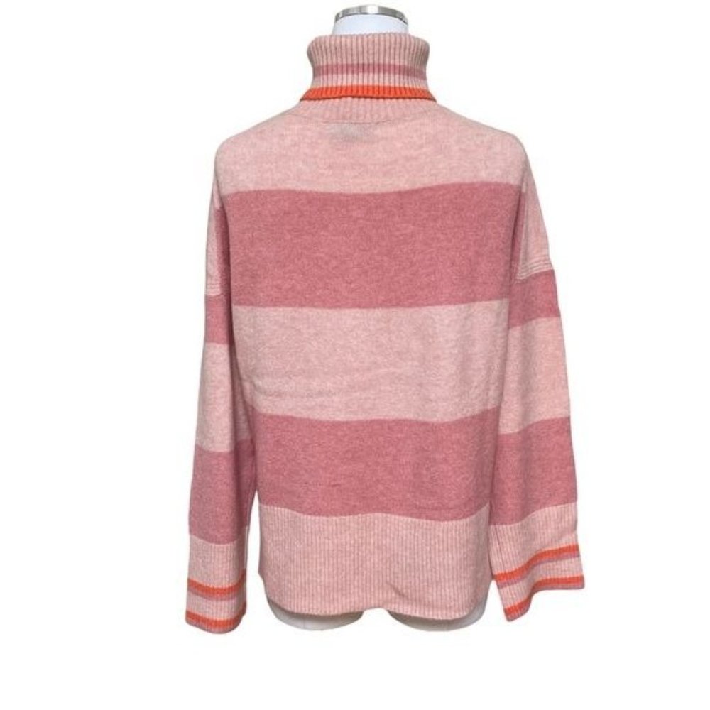 J. Crew Striped Turtleneck Sweater Supersoft Yarn Heather Pale Pink NWT - Picture 6 of 10